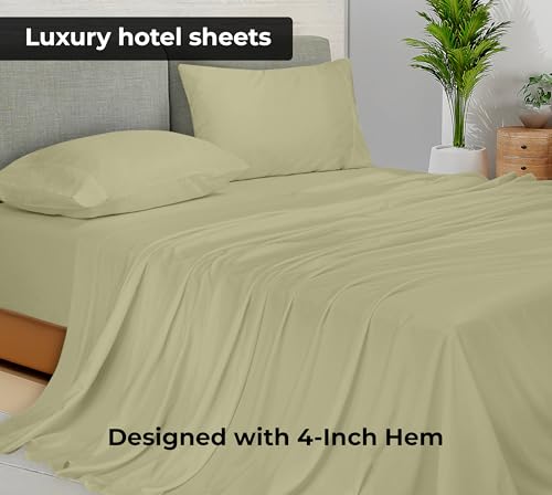 Image of Royale Linens 2 Pack Bulk Flat Sheet Set - Top Sheets - Soft 1800 Microfiber - Wrinkle & Stain Resistant - for Hotel, Massage Table, Hospital, Dorm - Twin Flat Sheet Sold Separately (Twin, Sage Green)