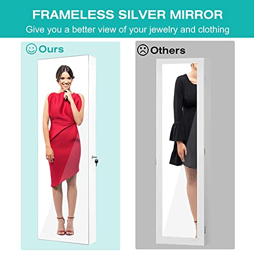 Charmaid GT10014-JVWH Led Strip Jewelry Armoire With 47.2 Inch H Full Length Mirror, Wall/Door Mounted Jewelry Organizer thumb #5