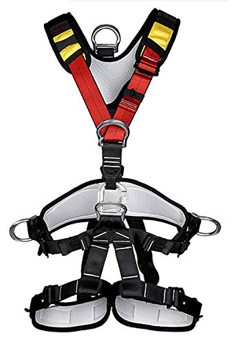 HEEJO Climbing Harness, Full Body Safety Harness Safe Seat Belt for Outdoor Tree Climbing Harness, Mountaineering Outward Band Expanding Training Caving Rock Climbing Large Size
