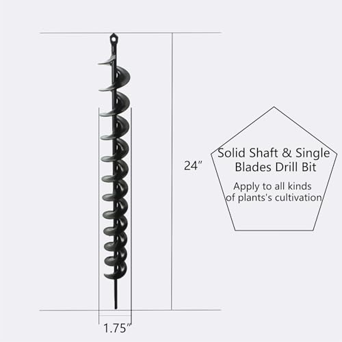 Netuera DOES NOT APPLY 1.75In Wide 24In Long Metal Earth Auger Drill Bit, Steel Auger Bit Diy Auger thumb #1