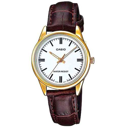 Casio Women's Watch - LTP-V005GL-7AUDF White Dial, Brown Band