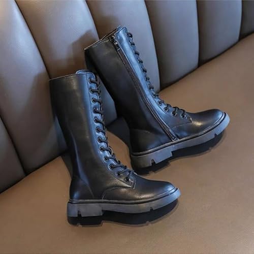 Bottes d'hiver à lacets cuir filles BININBOX fermeture éclair chaude