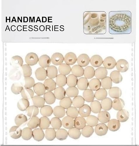 Handmade Accessories Natural Wooden Round Beads, 8mm, 60 Pieces, for Jewellery Making and Crafts