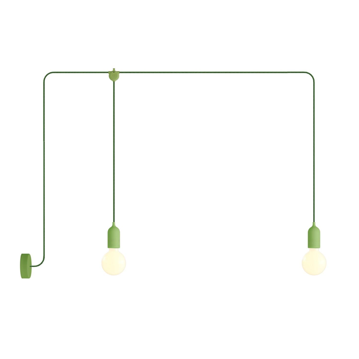 creative cables F-Snake EIVA Lampada da Esterno IP65 a 2 luci con rosone - con Lampadina, Verde Prato
