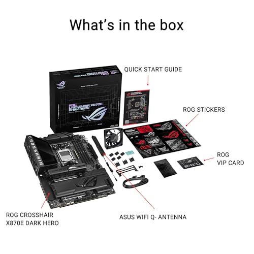 Image of ASUS ROG Crosshair X870E Dark Hero AM5 ATX Motherboard, DDR5, DIMM Fit, WiFi 7, 10Gb & 5Gb LAN, PCIe 5.0, 5X M.2, 2X USB4, AIO Q-Connector