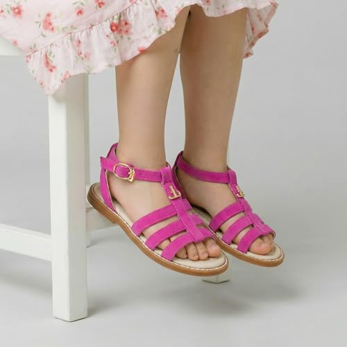 Image of Girls Gladiator Sandals with Adjustable Buckle Comfy Ankle Strappy Flat Shoes