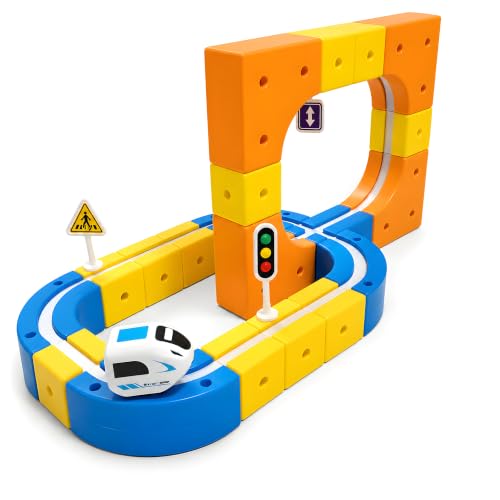 Image of Cable World Magnetic Adventure Train Track Set for Kids, 107 PCS DIY Magnetic Suspended Orbit Racing Track with 1 USB Rechargeable Magnetic Train, Wall Climbing Suction Track for Kids 3+