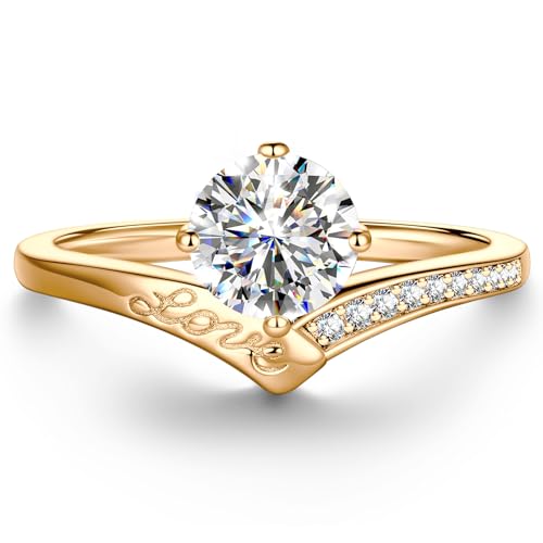 GONA 1-2 CT Moissanite Rings for Women GRA Sterling D Color VVS Moissanite Engagement Tarnish-Resistant Silver Wedding Band Promise Anniversary Engagement Rings Promise Rings for Women