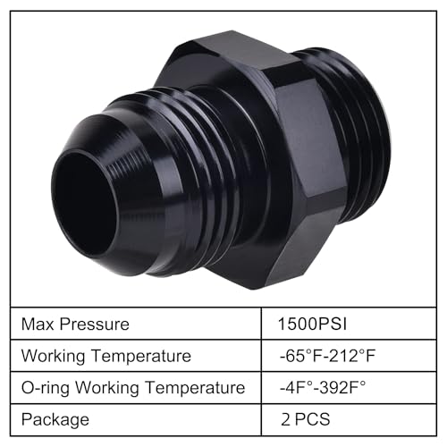 Image of EVIL ENERGY AN8 8AN Flare to 8AN ORB Male O-ring Boss Fuel Pump Rail Adapter Fitting Aluminum Black Pack of 2