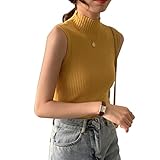 [アイモハ] ベスト タートルネック レディース 春 夏 秋 無地 F イエロー