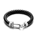 Produktbild Armband Armreif,Schmuck Geschenk, Men Genuine Leather Braided Bracelet Bangles 316L Stainless Steel Lucky Horseshoe Lobster Clasp Bracelet Fashion Jewelry Black 21cm