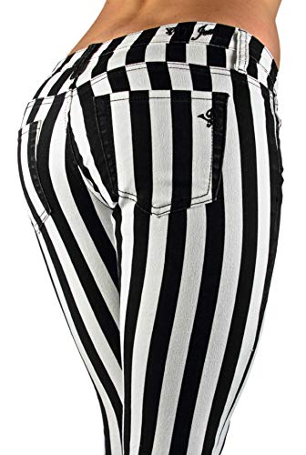 Black & White Striped Classic Sexy Skinny & Bootcut Jeans Junior & Plus Size2