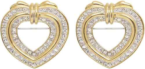 Image of Set of 2 Brooch Lapel Pins With Rhinestones