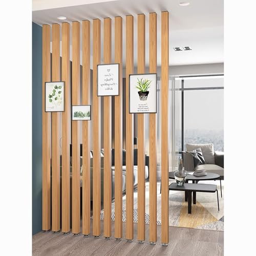Floor to Ceiling Wall Partition Room Divider Wooden Slats Post，Wood Slat Room Dividers Screen，Separation Deviders Column for Home Apartment Entrance Decor(4root,180cm/70.8in/5.90ft)