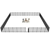 Petorldog Dog Fence Outdoor Indoor, 40 Inch Height 48 Panels Dog Playpen for Large/Medium/Small Dogs Metal Dog Pen for Yard Camping and RV | Black-Silver