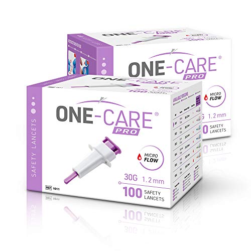 image for ONE-CARE PRO Safety Lancets, Top Push Button Activated, 30G x 1.2mm, 1