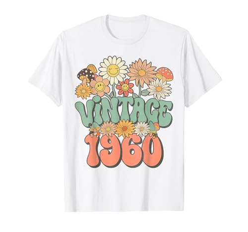 Vintage 1960 Daisy Hippie Groovy Wildflower 65th Birthday Camiseta