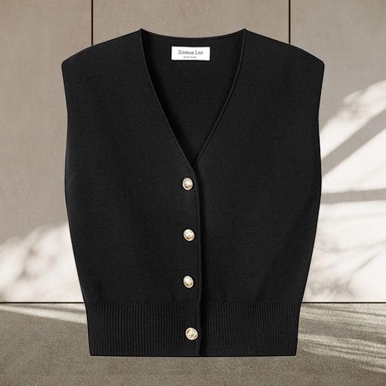 Sweater Vest Cardigan Women Button Knit V Neck Sleeveless Top Womens Summer Cap Sleeve Sweater for Casual Daily Layering2