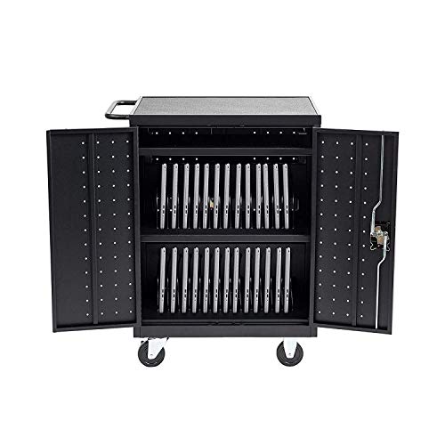 Pearington 30 Bay Mobile Charging and Storage Cart for iPads, Chromebooks and Laptop Computers, Up to 13-inch Screen Size, Surge Protection, Front & Back Access Locking Cabinet