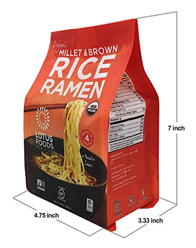 Lotus Foods Gourmet Organic Rice Ramen Noodles, Millet and Brown Rice, 6 Count