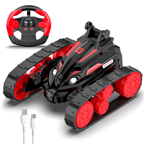 Image of Mirana Tankster 360 Stunt & Drift Remote Control Tank Car for Kids | Remote & App Controlled RC Toy Vehicle | Dual Track High Speed ATV | USB Type-C Rechargeable | Birthday Gift for Boys & Girls