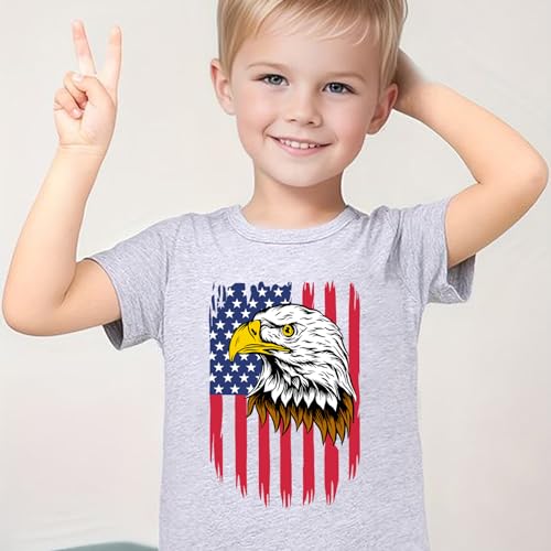 Image of Toddler Boys 4th of July Shirts Kids American Flag T-Shirt Girls Patriotic Short Sleeve Tees Cotton Top Clothes 1-7T