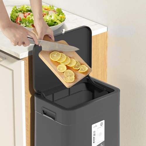 Caneca de basura de cocina con ruedas y tapa 20L negra miniatura 3
