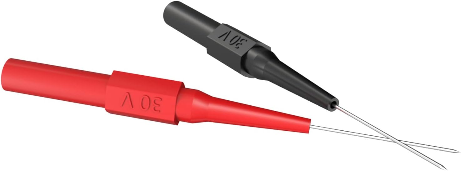 4PCS Insulated Test Probes 4mm Jack Multimeter Piercing Needle Back Probe 30V/10A for Measuring Small IC Pins