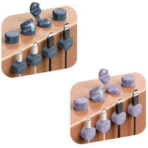 Paquete de 16 organizadores de cables de silicona con imán, clips para cables, gestión adhesiva de cables bajo escritorio, organizador de escritorio FLYLEAD para teléfono y accesorios de oficina