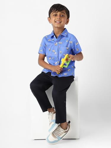 Image of Nautinati Boys Printed Collared Shirt with Shorts Clothing Set | Age 1-5 Years