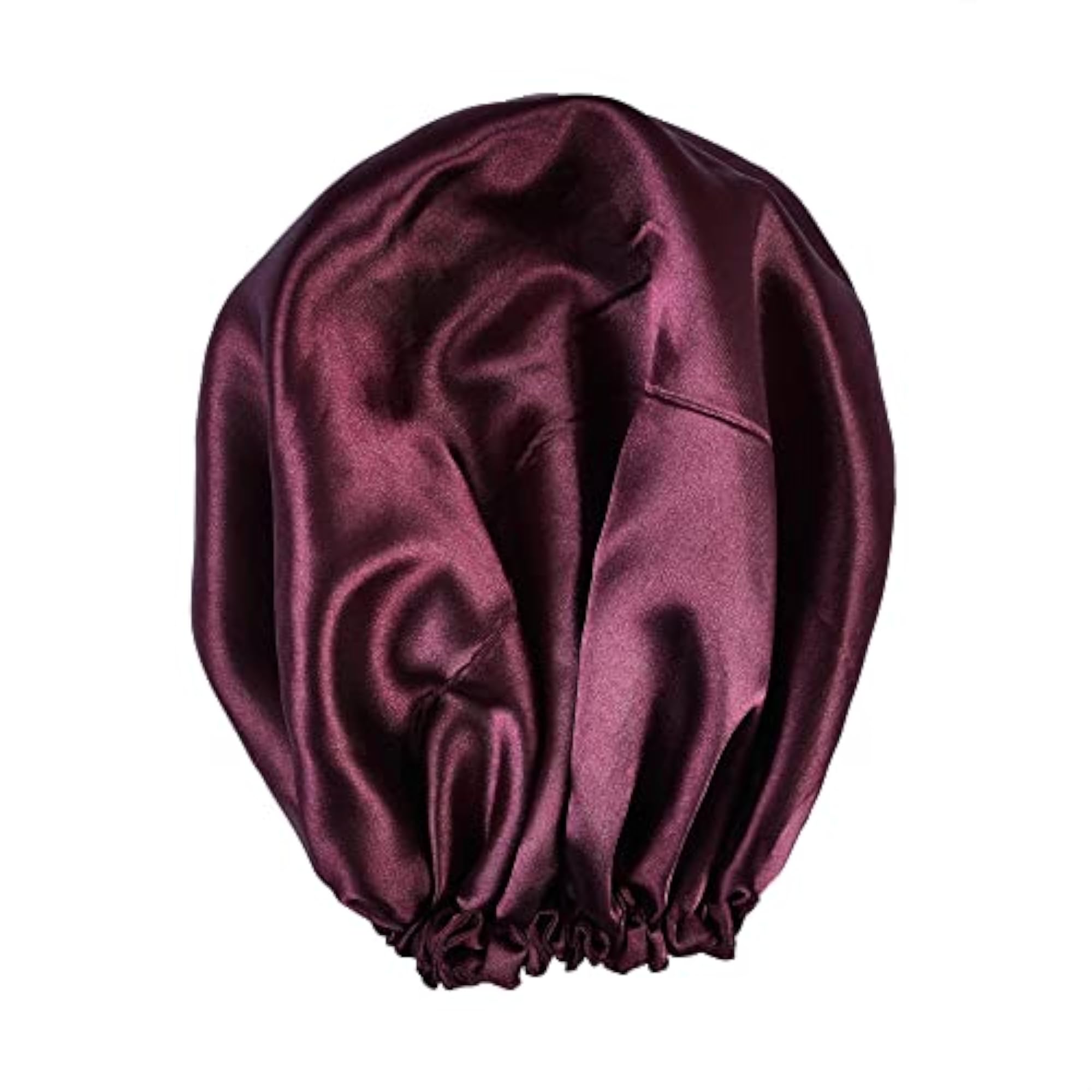 Satin Silk Premium Sleeping Cap, Double Layered Maroon Bonnet