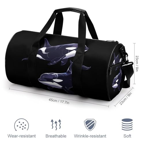 Orca Killer Whale Gym Bag for Women Men Travel Duffle Bag Carry on Weekender Tote Bag Lightweight2