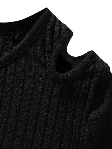OYOANGLE Girl's Short Sleeve Cut Out Ribbed Knit Short Dress Basic Fitted Pencil Dresses4