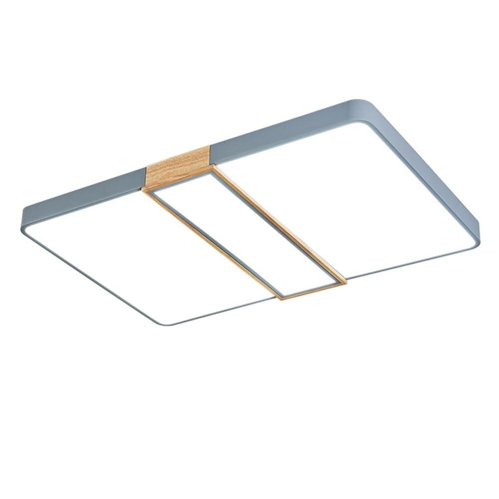 LYMSXAZOU Semi Flush Mount Ceiling Light Rectangular Designs Scandinavian White Lamp Modern Acrylic Wood for Dining Room Living ((A Gray)