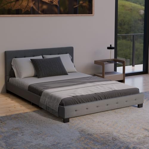 Juskys Polsterbett Manresa 140x200 cm mit Lattenrost, Kopfteil mit...