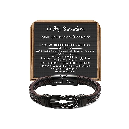 JoycuFF Grandson Gifts Bracelet from Grandma Christmas Anniversary Valentines Day Birthday Gifts for Him Grandson Bracelets for Men