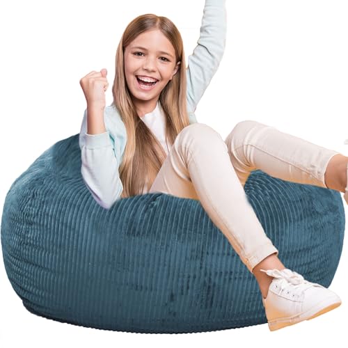 image for Kisoy Classic Bean Bag Chair, with Faux Rabbit Fur Cover for Teens and