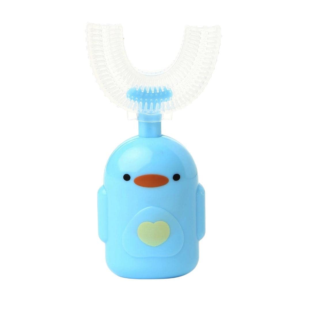 GUCHIGU U-Shaped Toothbrush for Babies | 360° Oral Teeth Cleaning Tools | Food grade Soft Silicone Bristles Toothbrush for Kids/Baby/Children/Infant Toothbrush For 2-6 Years(Blue)-image-22