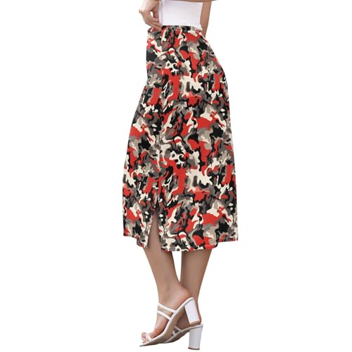 Women's Beachy Elastic Midi Slip Skirt Spring Split Skirt2