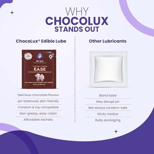 Image of My Soul ChocoLux Chocolate Flavoured Edible Intimate Lube - pH-Balanced, Dermatologically Tested Lubricant (3ml x 10 Sachets) | Safe for Oral, vaginal Use | Intimate-Safe formula - 10 Single-Use Sachets
