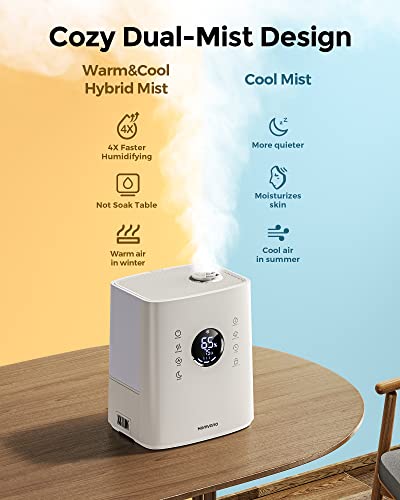 Homvana Humidifiers For Bedroom Large Room Home, 6.5L Warm & Cool Mist Ultrasonic Air Humidifier For Baby Kids Plants, 212°F Distilled Sterilization, Essential Oil Diffuser, Auto Mode, Remote Control #TOP1