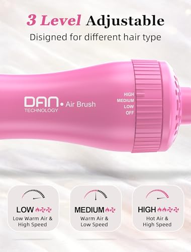 Image of Mini Travel Ceramic Blow Dryer Brush for Short to Medium Hair, 2 Inch Oval Styling Hot Air Brush with 3 Heat Settings, Lightweight Volumizing & Smoothing Tool, 120V, Pink