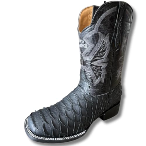 Image of Men's Alex Western Cowboy Boots Square Toe Pull On | Embossed Full Grain Leather