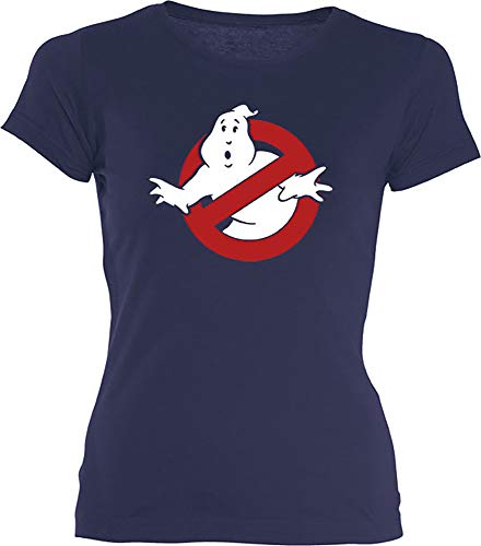 Camisetas EGB Camiseta Chica Cazafantasmas ochenteras 80´s Retro (S, Marino)