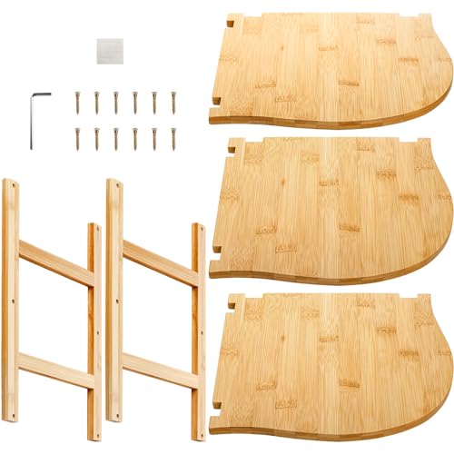 Image of Goaste 3-Tier Bamboo Corner Shelf, Kitchen Countertop Storage Organizer, Cabinet Plate Rack for Pantry Organization, Bathroom, Desktop, 9.5 x 9.5 x 9.5 Inch (Pack of 2)