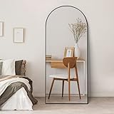 Manocorro Full Length Mirror 65"x22", Arched Mirror, Floor Mirror with Stand, Full Body Mirror, Hanging or Leaning Against Wall, Black Arch Standing Mirror Large Bedroom Mirror for Cloakroom (Black)