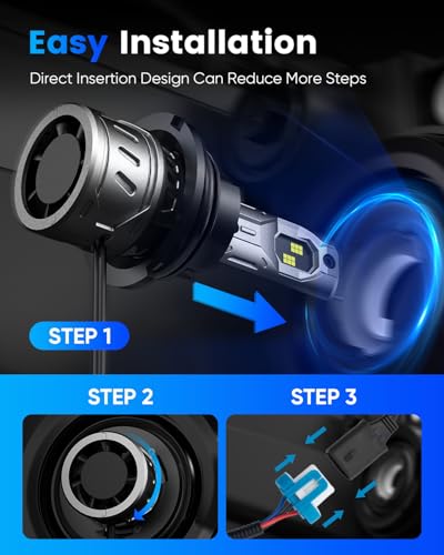 Image of NOVSIGHT 9007 Fog Light Bulbs - Super Bright 9007 /HB5 Fog Bulbs Dual Beam With Cooling Fan, 3-Min Fast Installation, Plug and Play, 6500K White, Pack of 2