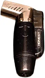 Maçarico Dupla Chama, Isqueiro Profissional Recarregável com Regulagem de Intensidade, Preto, Sistema Eletrônico, Gás Butano