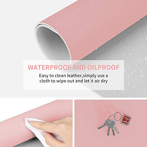 Desk Pad Protector Waterproof PU Leather Desk Mat Blotters on Top of Desks Laptop Computer Gaming Keyboard Mouse Pad Non-Slip Desk Writing Mat Cover for Office 31.5\"x15.7\"Pink & Silver