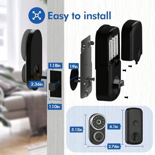 Smart Lock Fingerprint Deadbolt Lock Keyless Entry Door Locks with Fingerprint ID and Keypad Auto Lock, Electronic Digital Deadbolt with Fobs (White) - Image 6